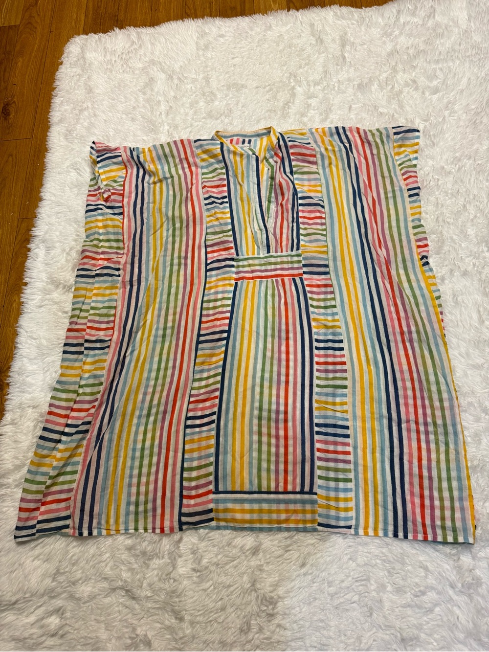 EMERSON FRY Short Caftan Coverup Rainbow Stripe - Picture 8 of 16
